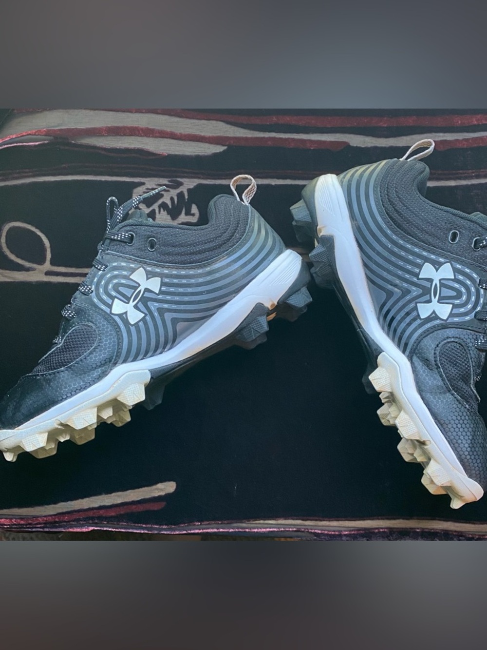 Under Armour Kids Black and White Cleats - Grip Traction